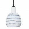 Bloomingville ELGA Ceramiczna Lampa Wisząca / Biała z Niebieskimi Paskami